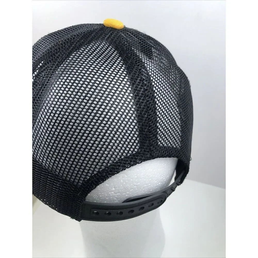 Vintage CAT Caterpillar Hat Mesh Trucker Snapback Baseball Cap Black Yellow